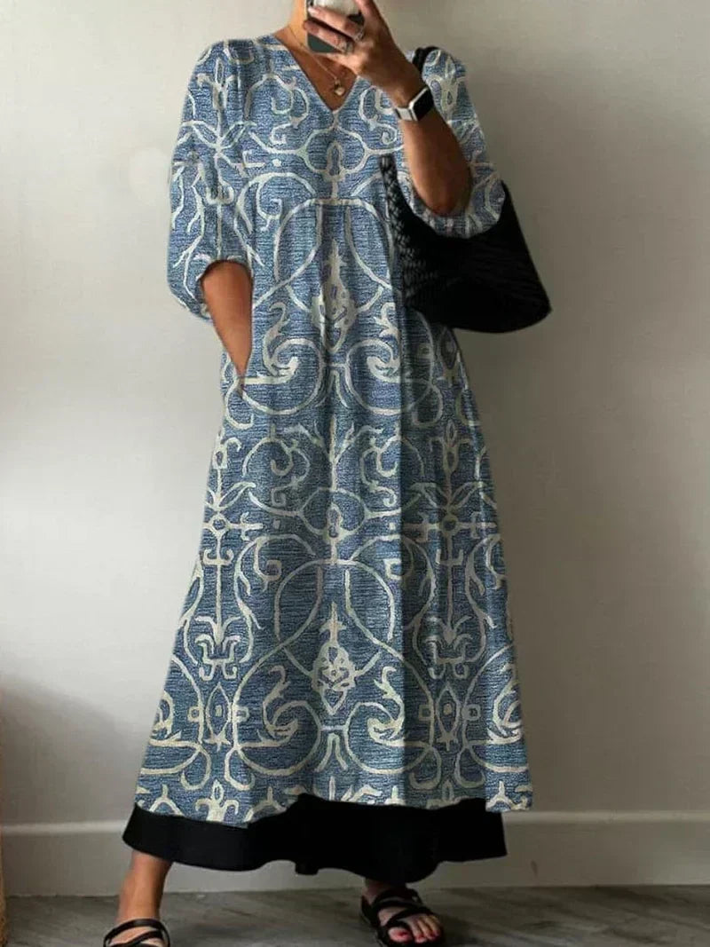 Women's Relaxed Elegant Maxi Dress with Floral Print Lia