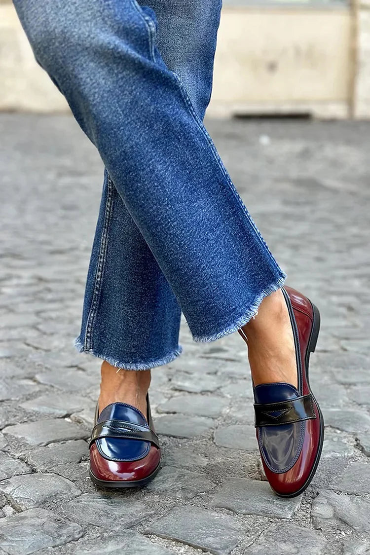 Cushioned Slip-On Shiny Tricolour Loafer