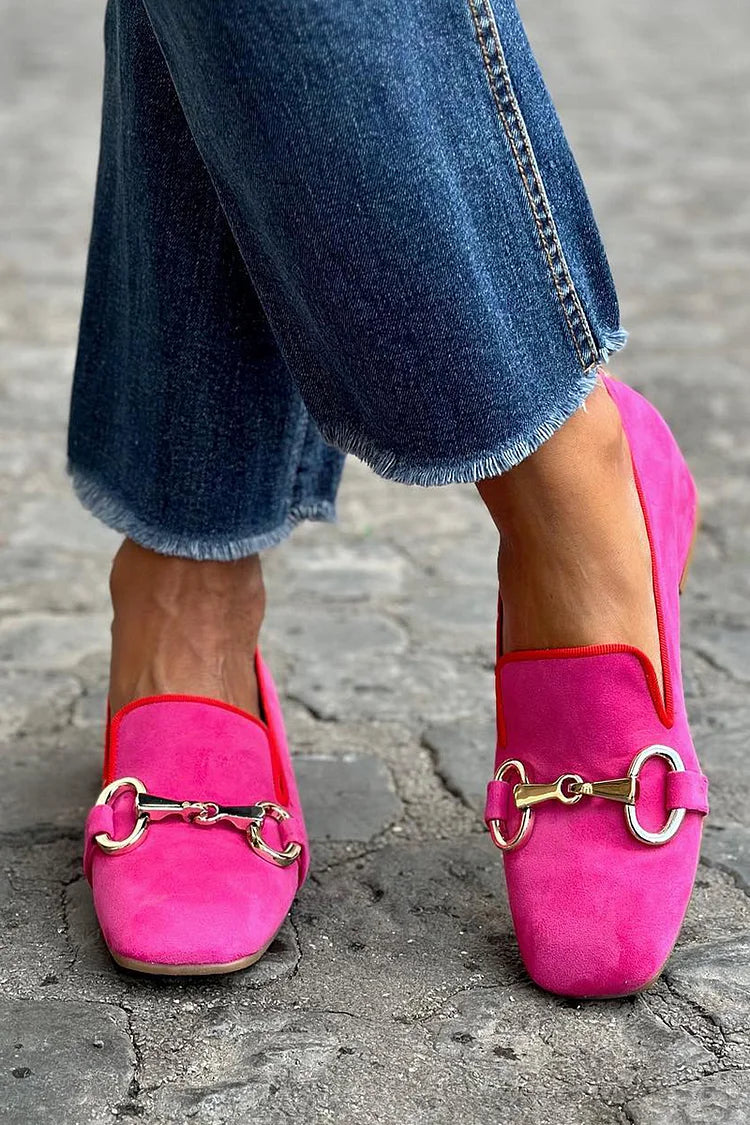Women's Cushioned Slip-On Fluorescent Loafer With Metal Detail