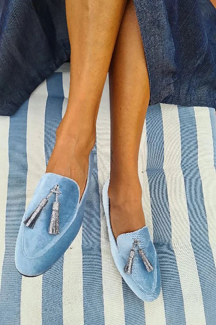 Women's Cushioned Slip-On Slipper With Silver Tassel