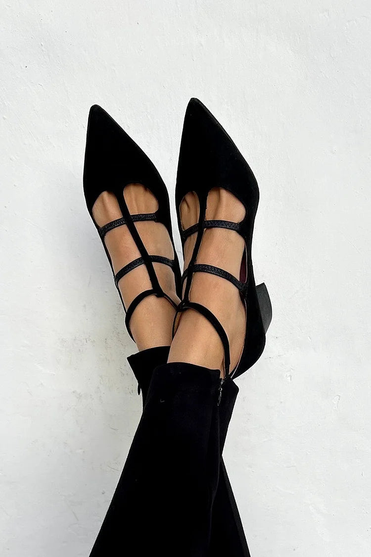Women's Pointed-Toe Strappy Pointed Flats