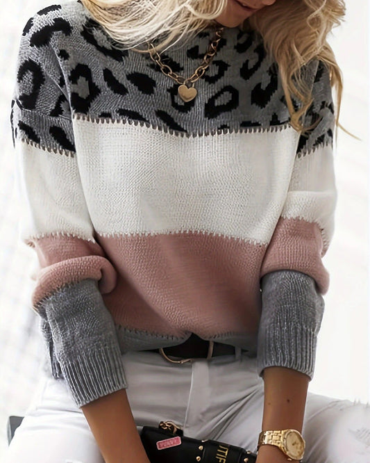 Zoe | Women's Colour Block Leopard Jumper