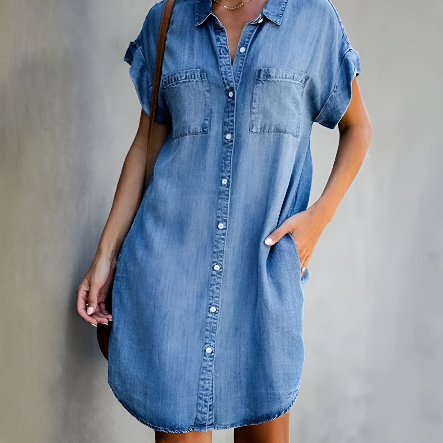 Diane | Women's Casual Button-Up Shirt Midi Dress