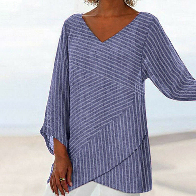 Serenya | Women's Relaxed Draped Stripe Top