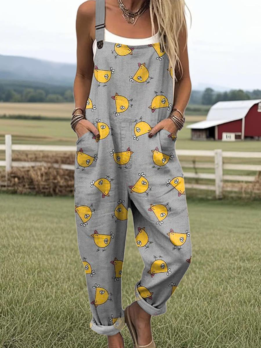 Women's Vintage Wide Leg Jumpsuit, Effortless Style & Comfort with Pockets