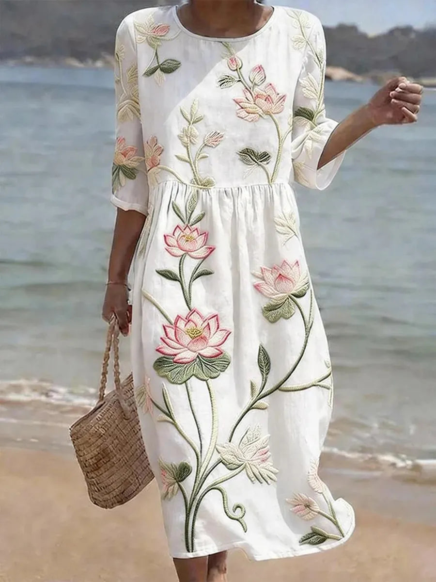 Kayla | Women's Plant & Flower Print Midi Dress