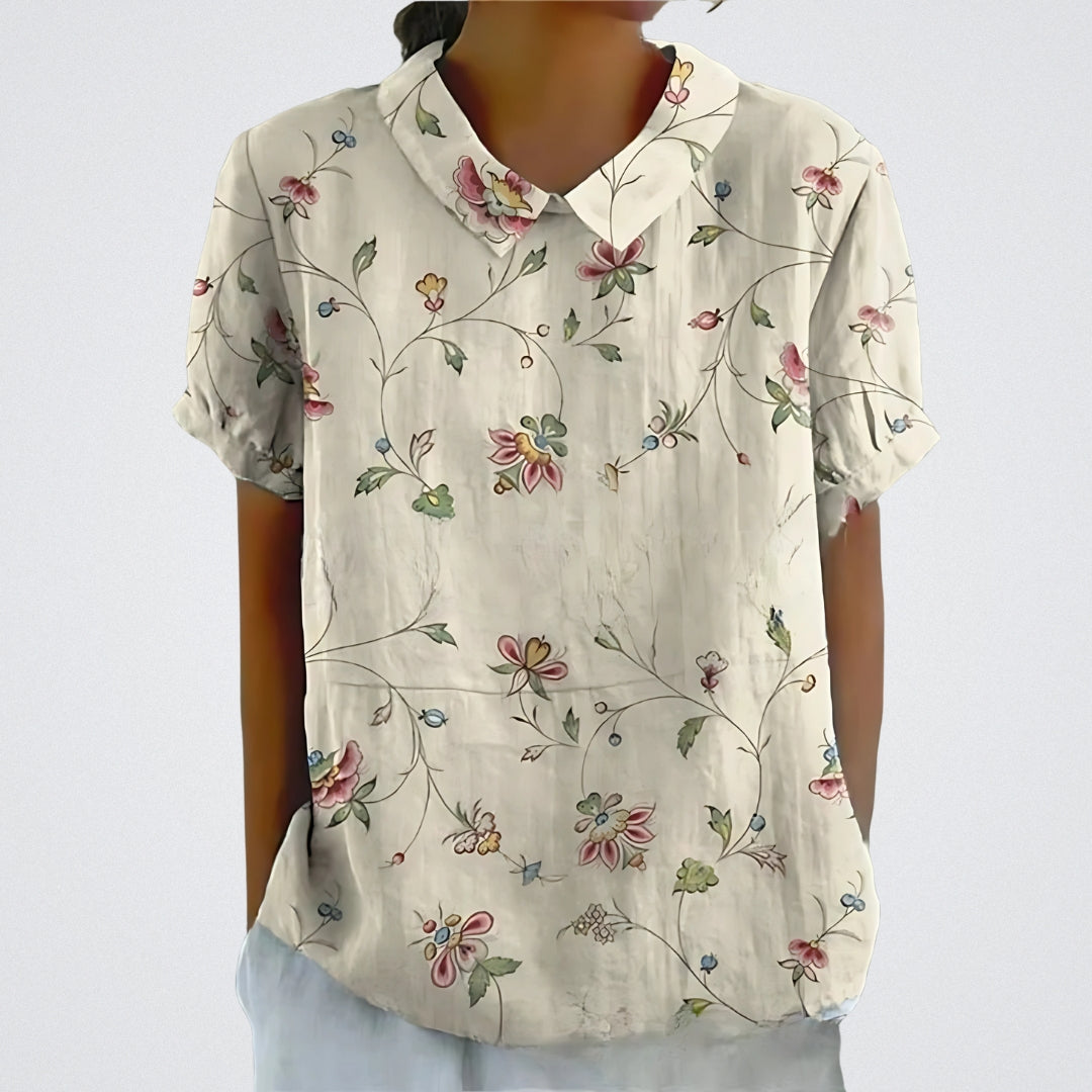 Lina | Women's Stylish Floral Blouse with Short Sleeve