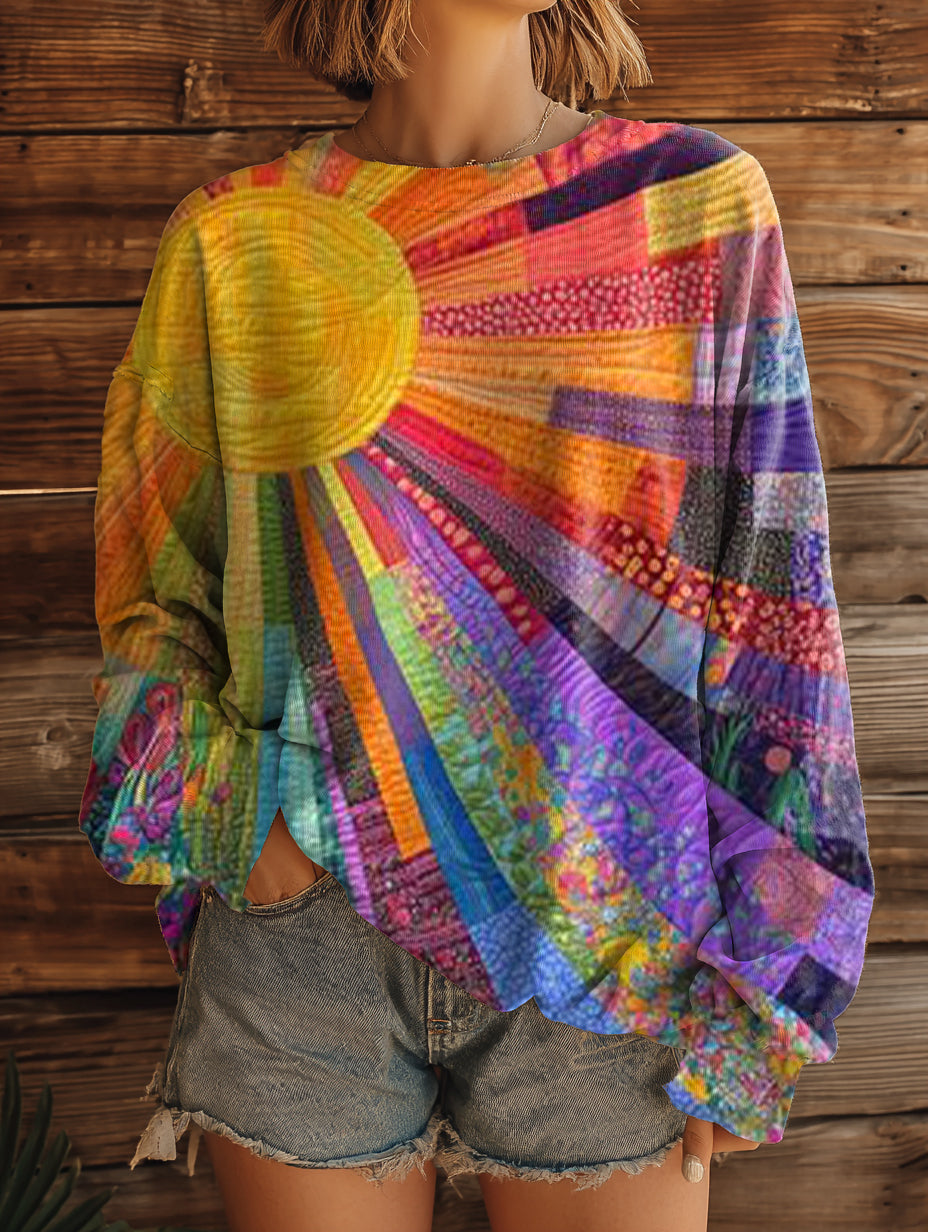 Sloane | Women's Sun Collage Art Sweatshirt