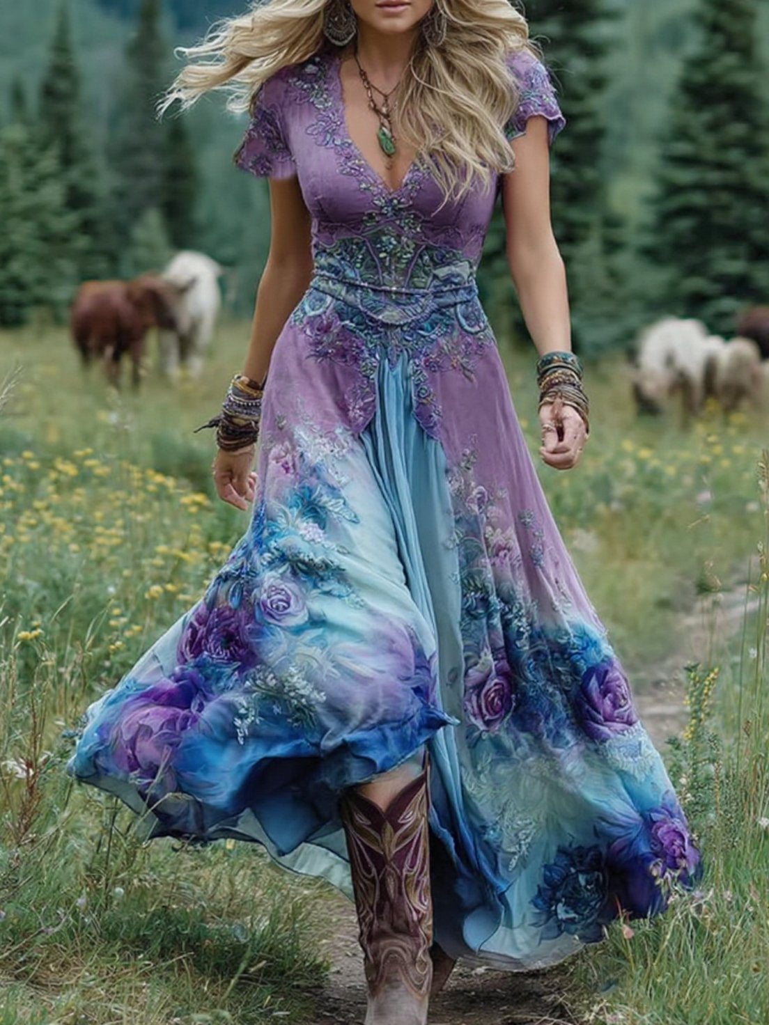 Mavis | Women's Elegant Floral Maxi Dress