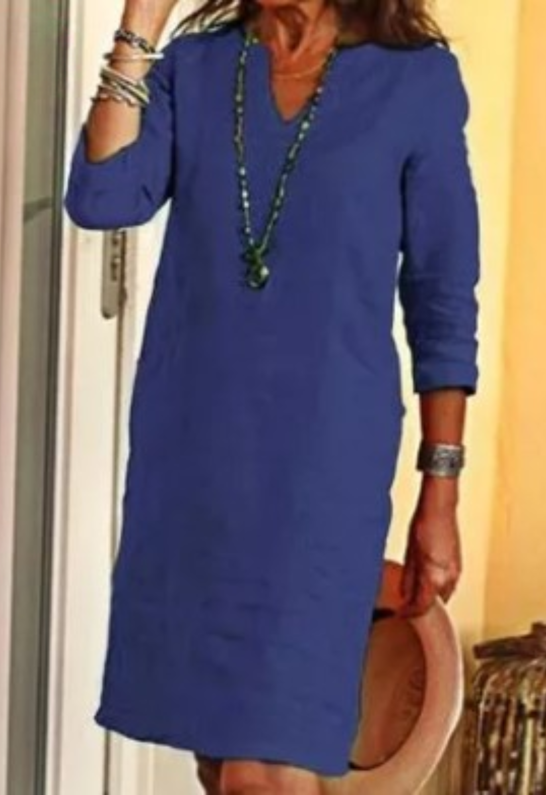 Elvy | Women's Sleek V-Neck Midi Dress