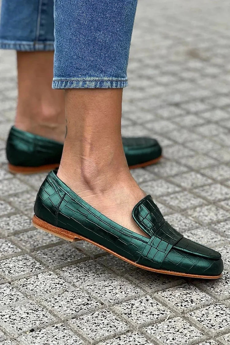 Women's Cushioned Slip-On Crocodile Effect Loafer