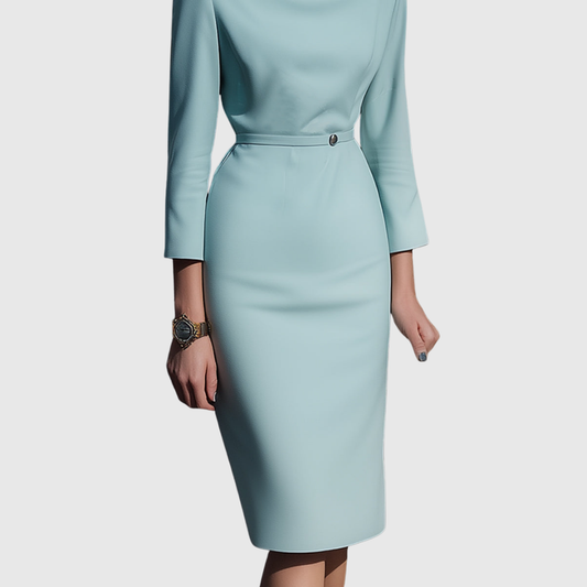 Alice | Women's Elegant Draped Midi Pencil Dress