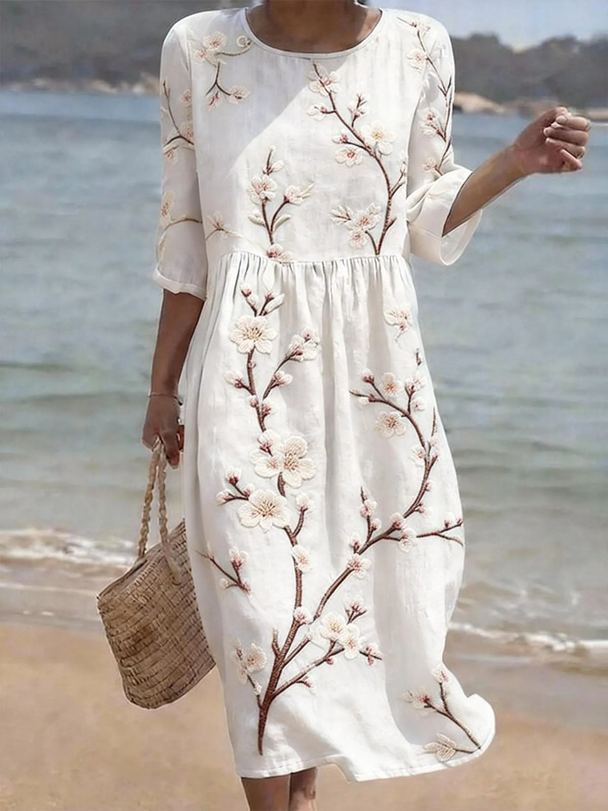 Jessica | Women's Floral Casual Elbow-Sleeve Midi Dress