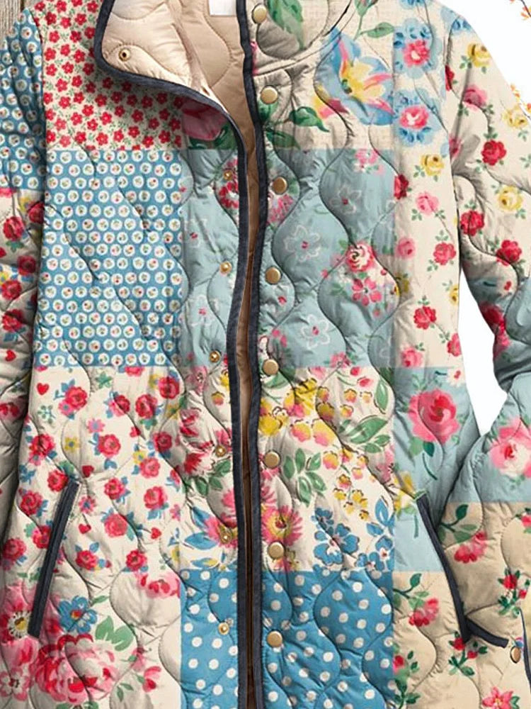 Women's Relaxed Vintage Charming Floral Jacket Casual Quilted