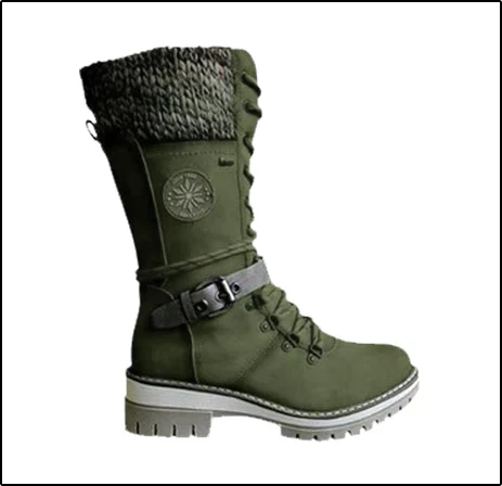 FrostLuxe | Women's Cushioned Buckle Waterproof Knee-Length Lace-Up Boots