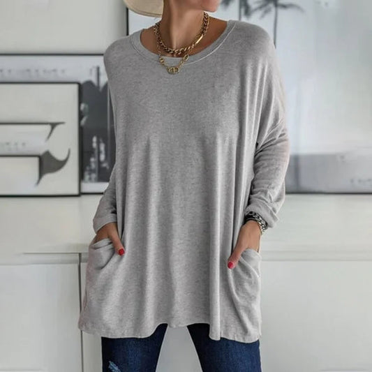 Aelira | Women's Longline Relaxed Long Sleeve Top