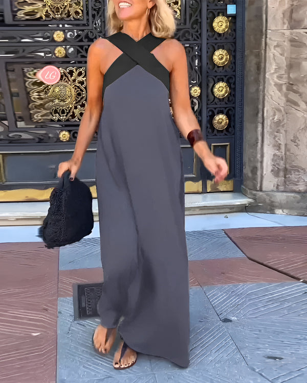 Delphine | Women's Relaxed Elegant Cross-Over Maxi Dress