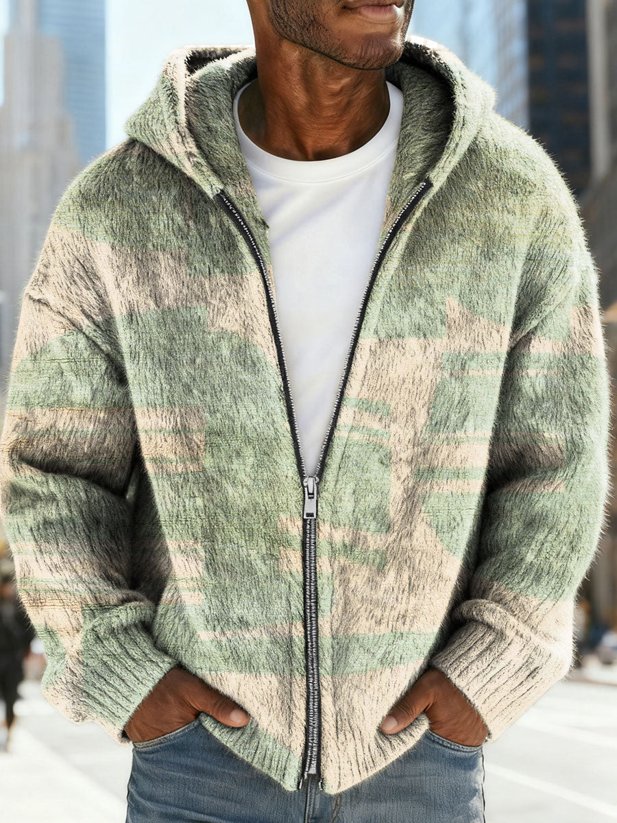 Lewis | Men's Vintage Colour-Block Art Zip Cardigan