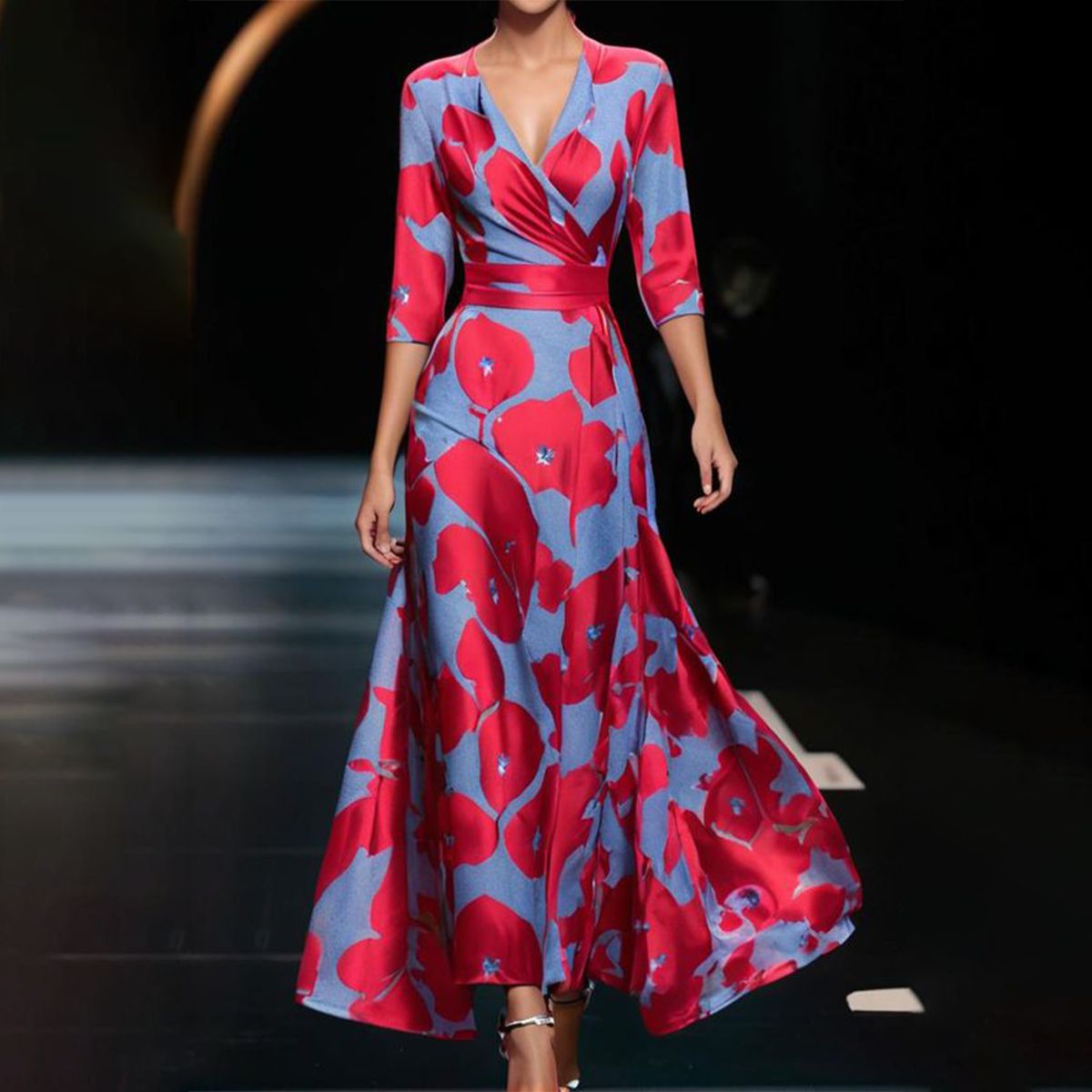 Jessica | Women's Dress with V-Neck and 3/4 Sleeve