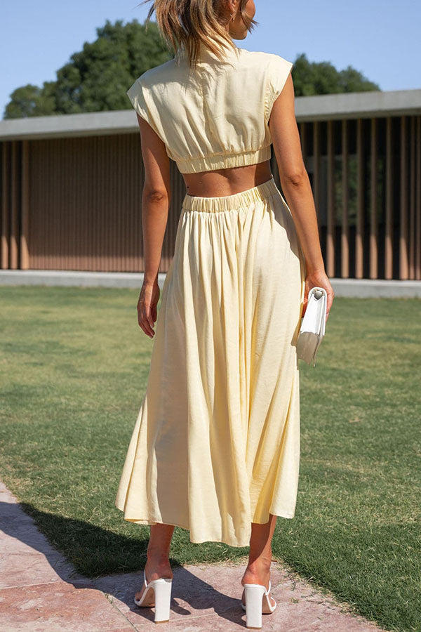 Quincy | Women's Midi Dress with Cut-Out and Pockets