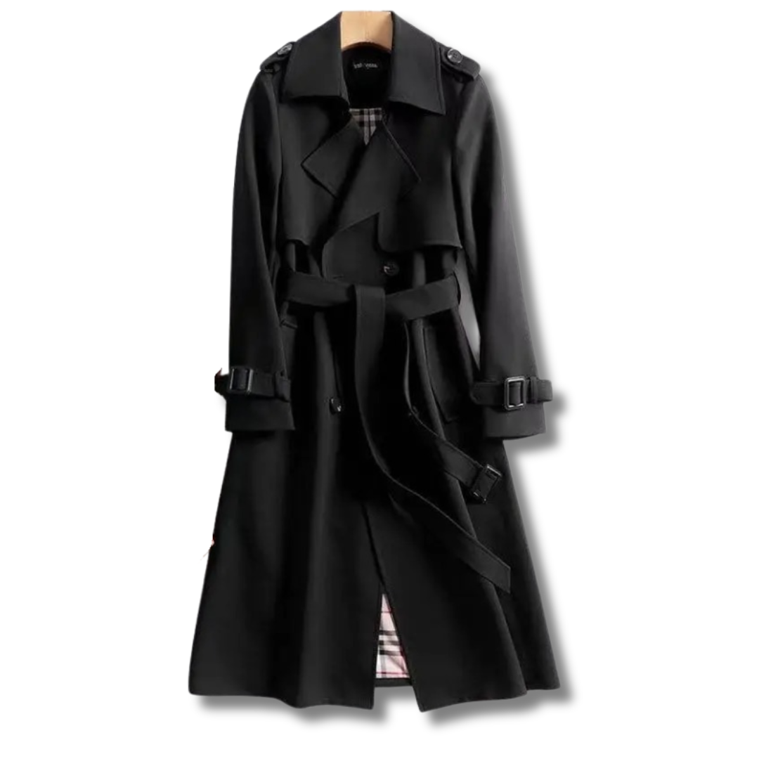 Valentina | Women's Checked Classic Trench Coat with Pockets