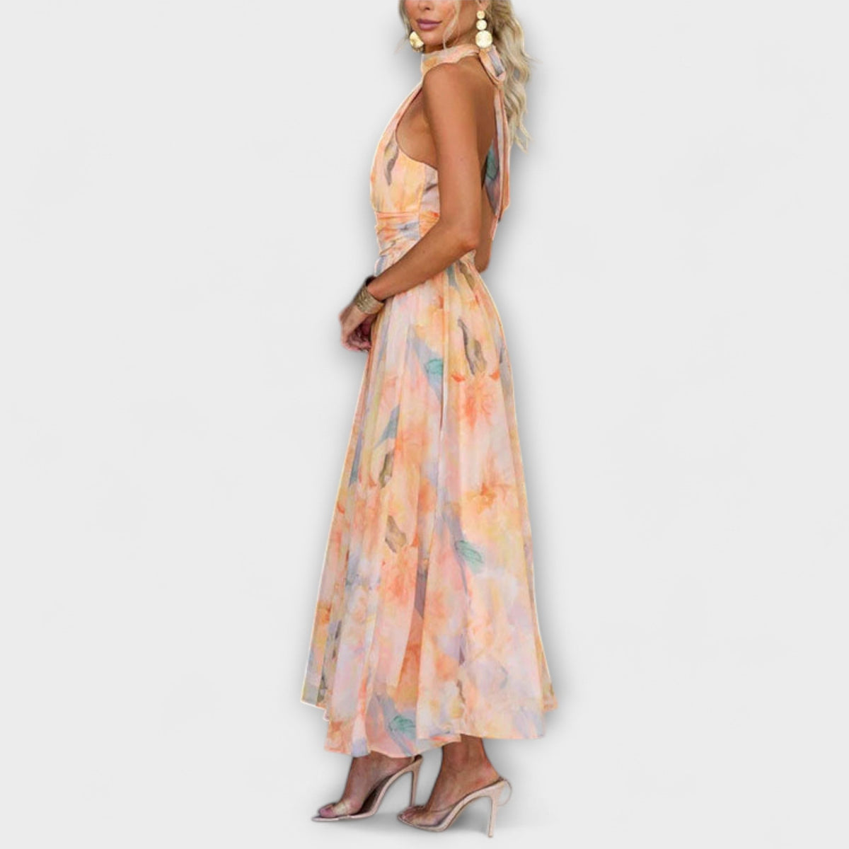 Dana | Women's Watercolour Halter Maxi Dress