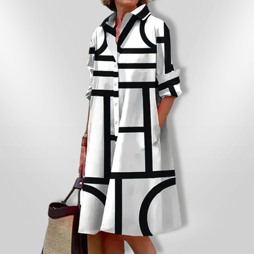 Helena | Women's Timeless Geometric Patterned Midi Dress