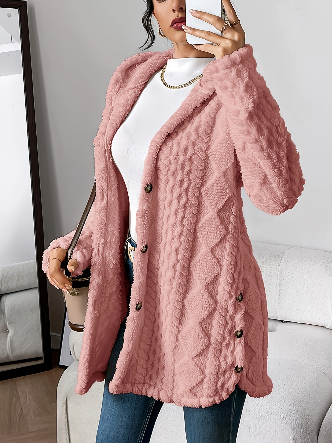 Chloe | Women's Relaxed Plush Hooded Cardigan