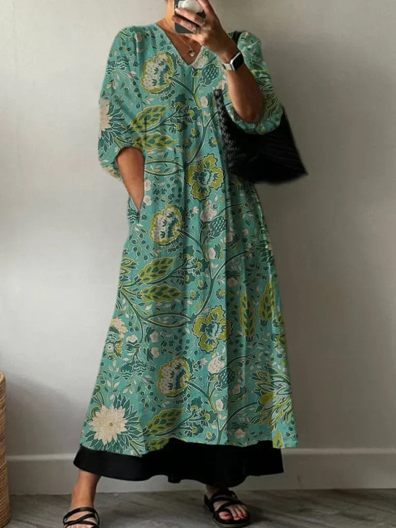 Women's Relaxed Elegant Maxi Dress with Floral Print Paula