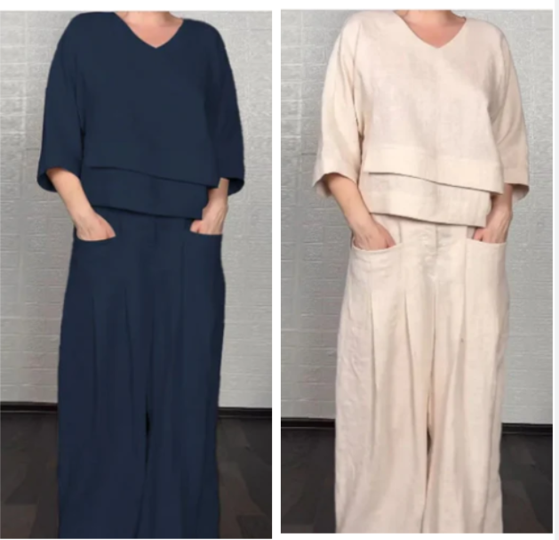 Noa | Women's Sleek Minimalist Two-Piece Ensemble with Pockets