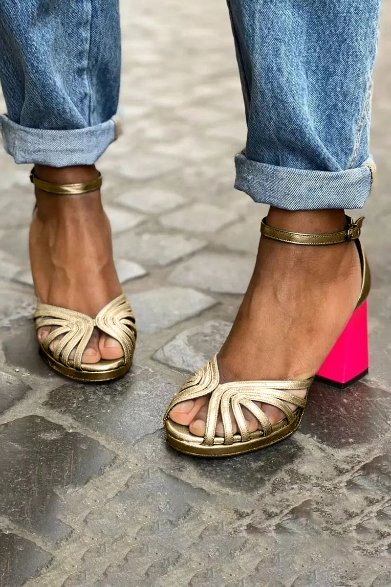 Milviana | Women's Cushioned Open-Toe Classy Pink Block Heel