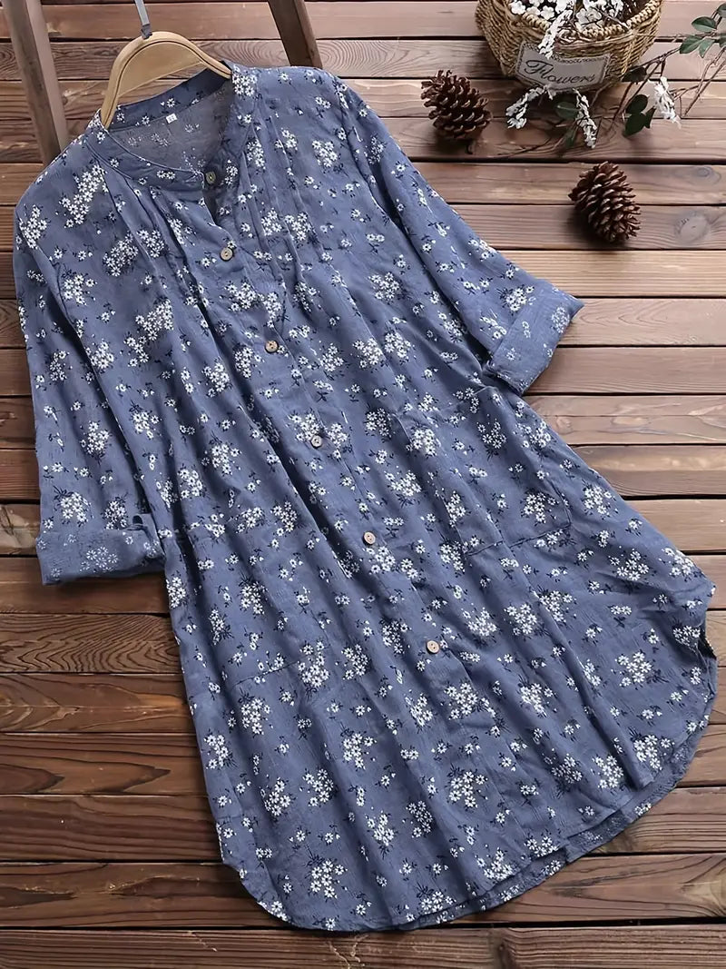 Mila | Women's Longline Shirt with Flowers