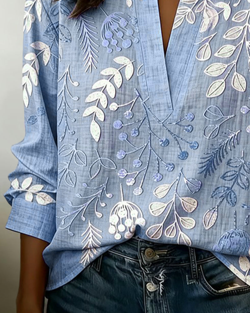 Eleni | Women's Longline Floral Print Blouse with High Neck