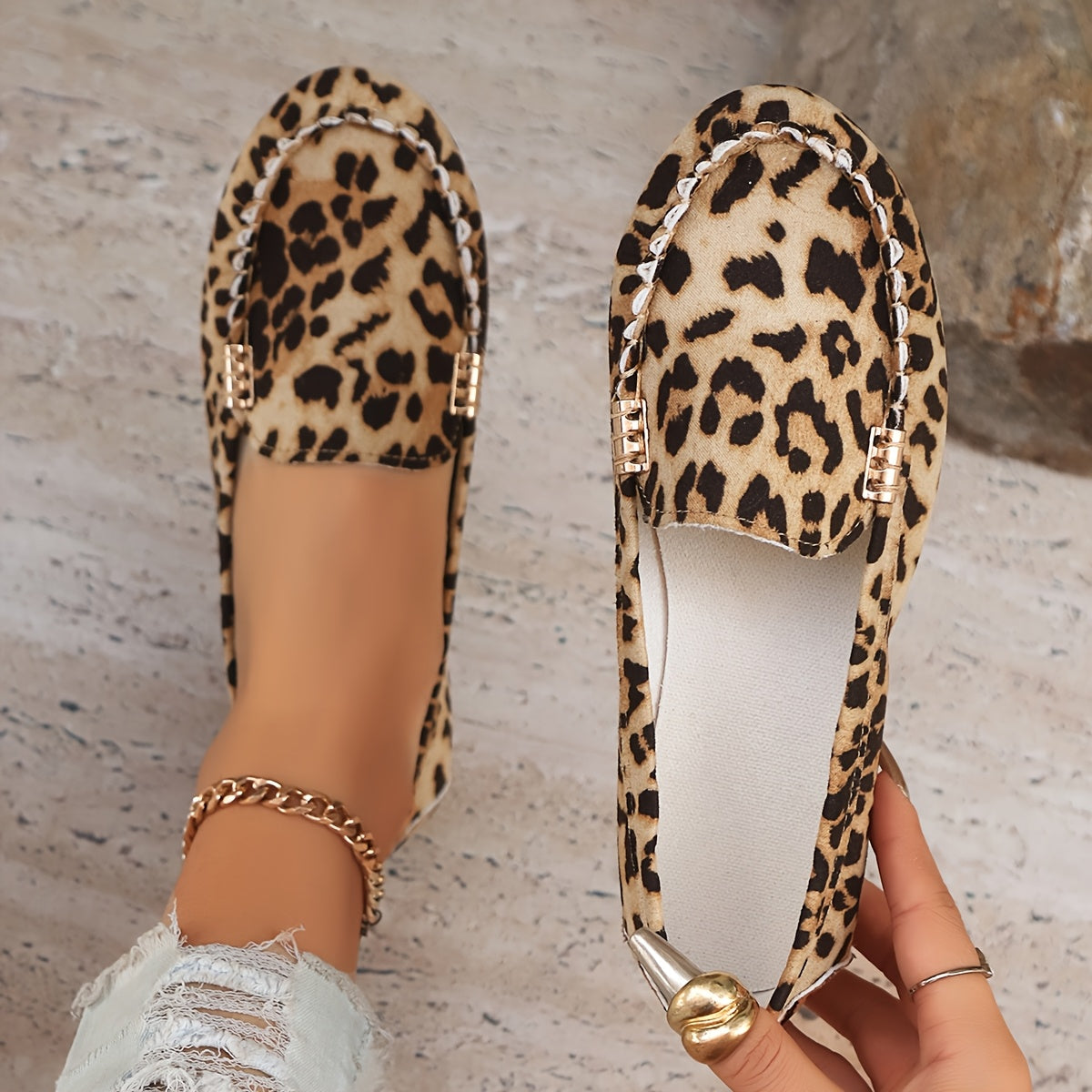 Jennifer | Women's Cushioned Slip-On Leopard Print Loafers