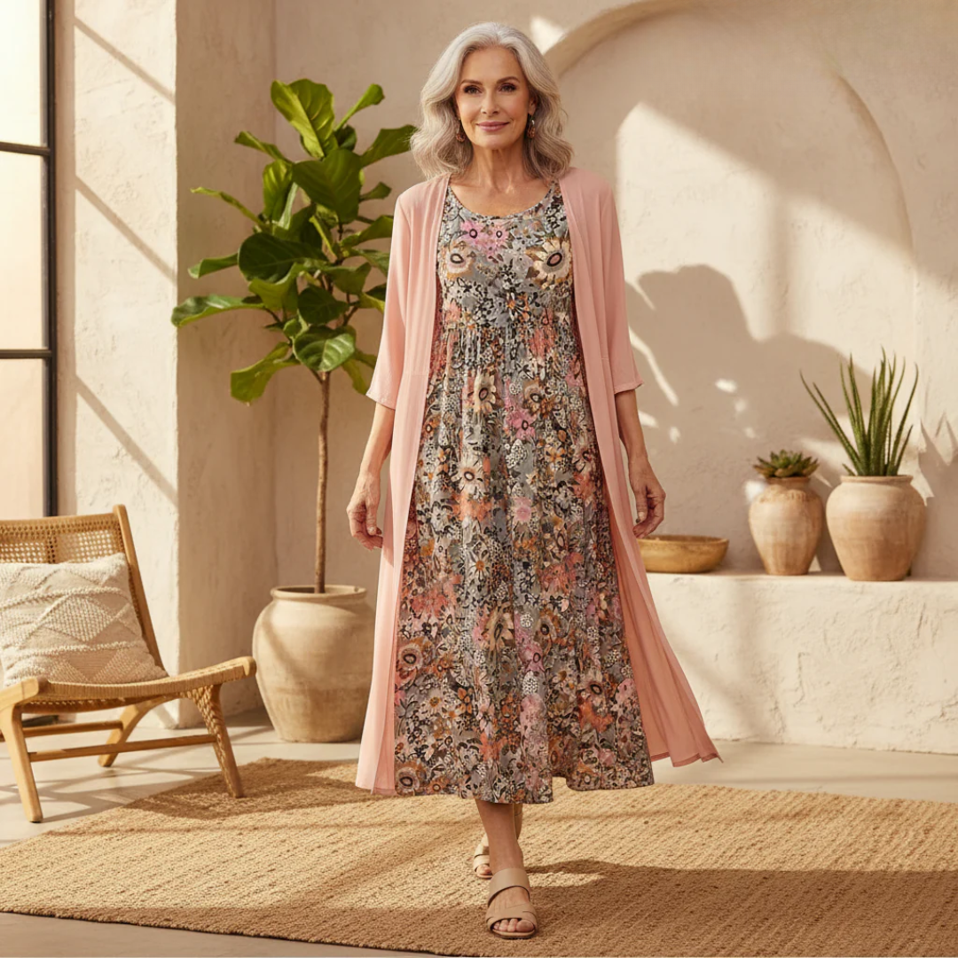 Essie | Women's Relaxed Floral Boho Midi Dress