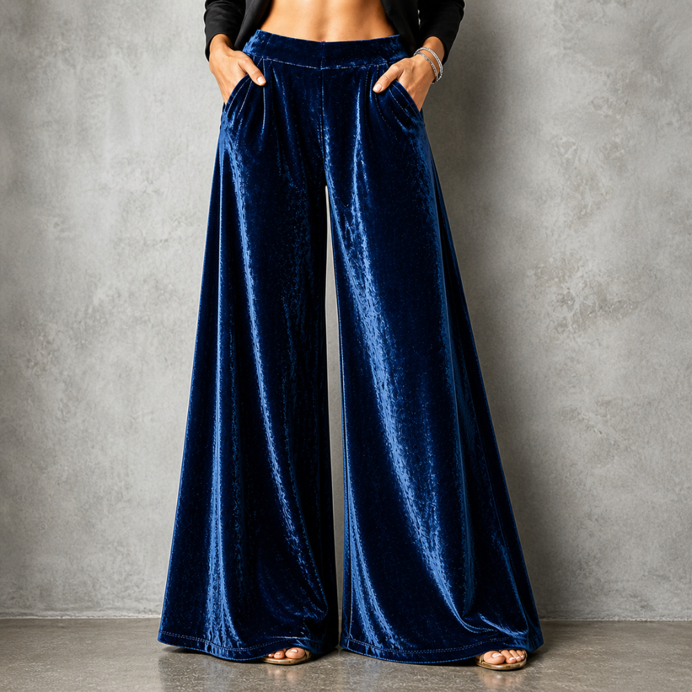 Maude | Women's Coastal Boho Relaxed Wide-Leg Trousers with Pockets