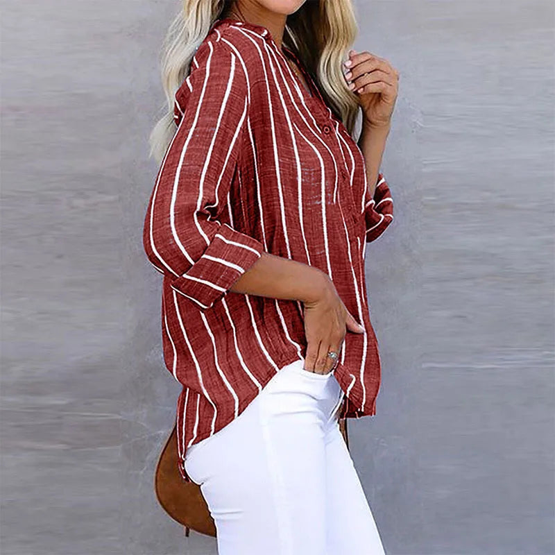 Zhenya | Women's Striped Elegant Summer Blouse
