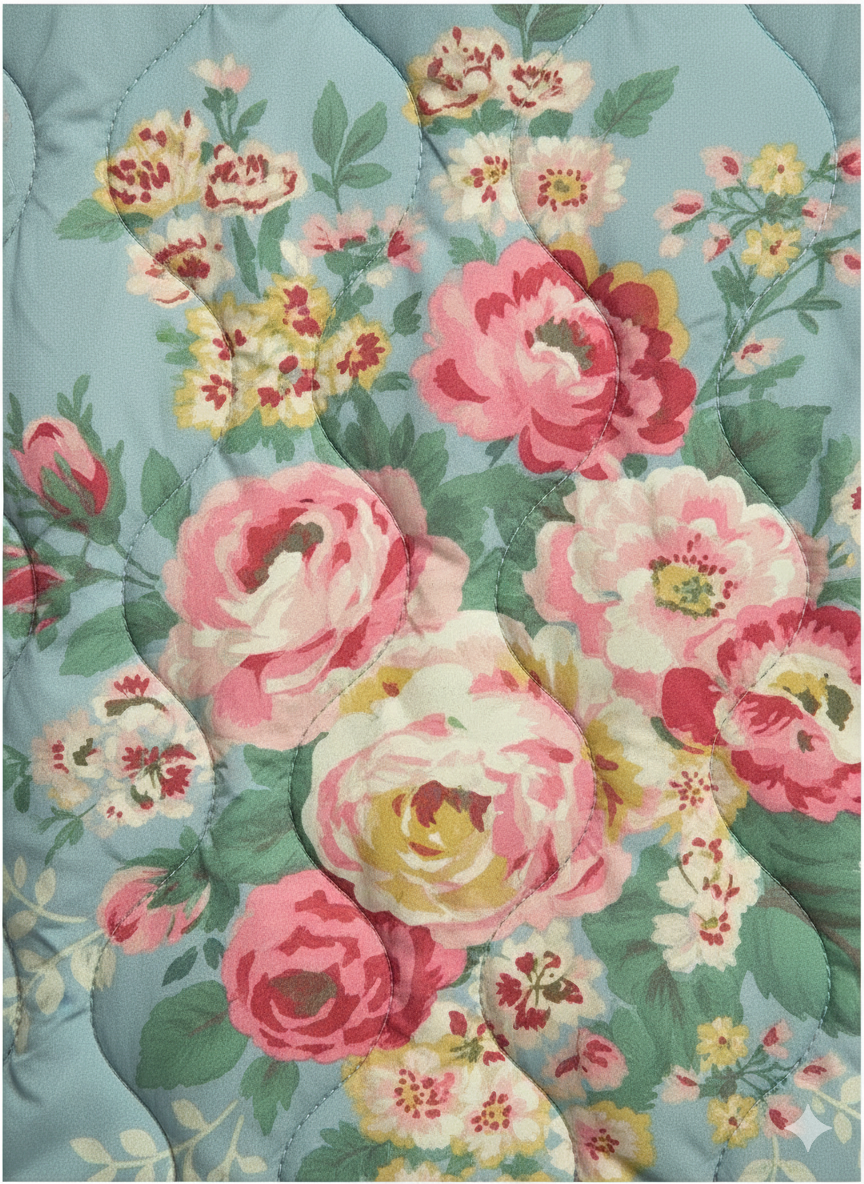 Women's Vintage Blue Floral Quilted Jacket