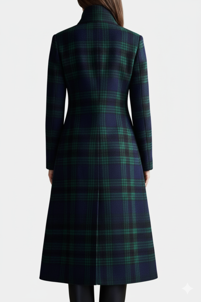 Milton | Women's Midi Coat with Two-Tone Check Design