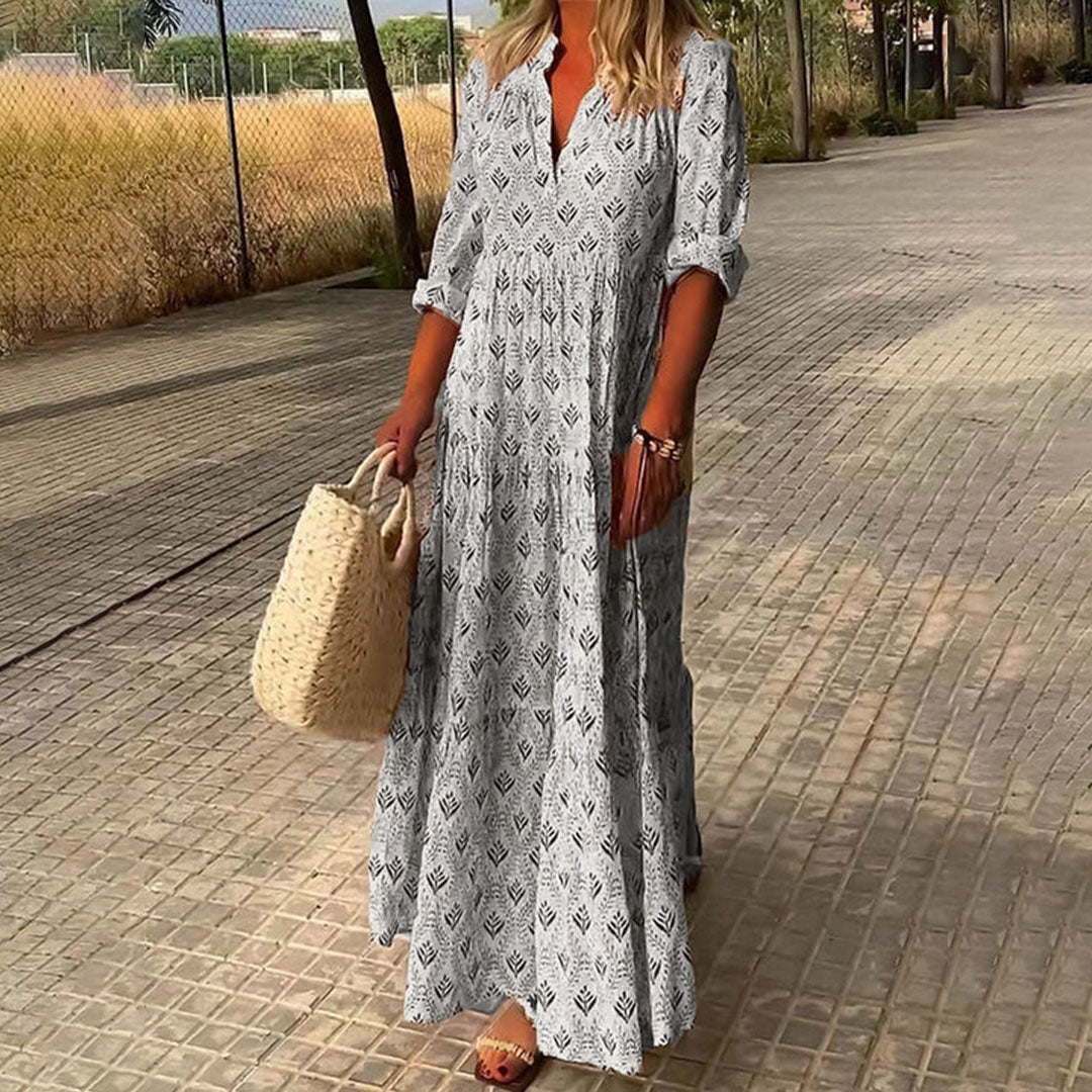 Clarissa | Women's Chic Boho Maxi Dress with V-Neck