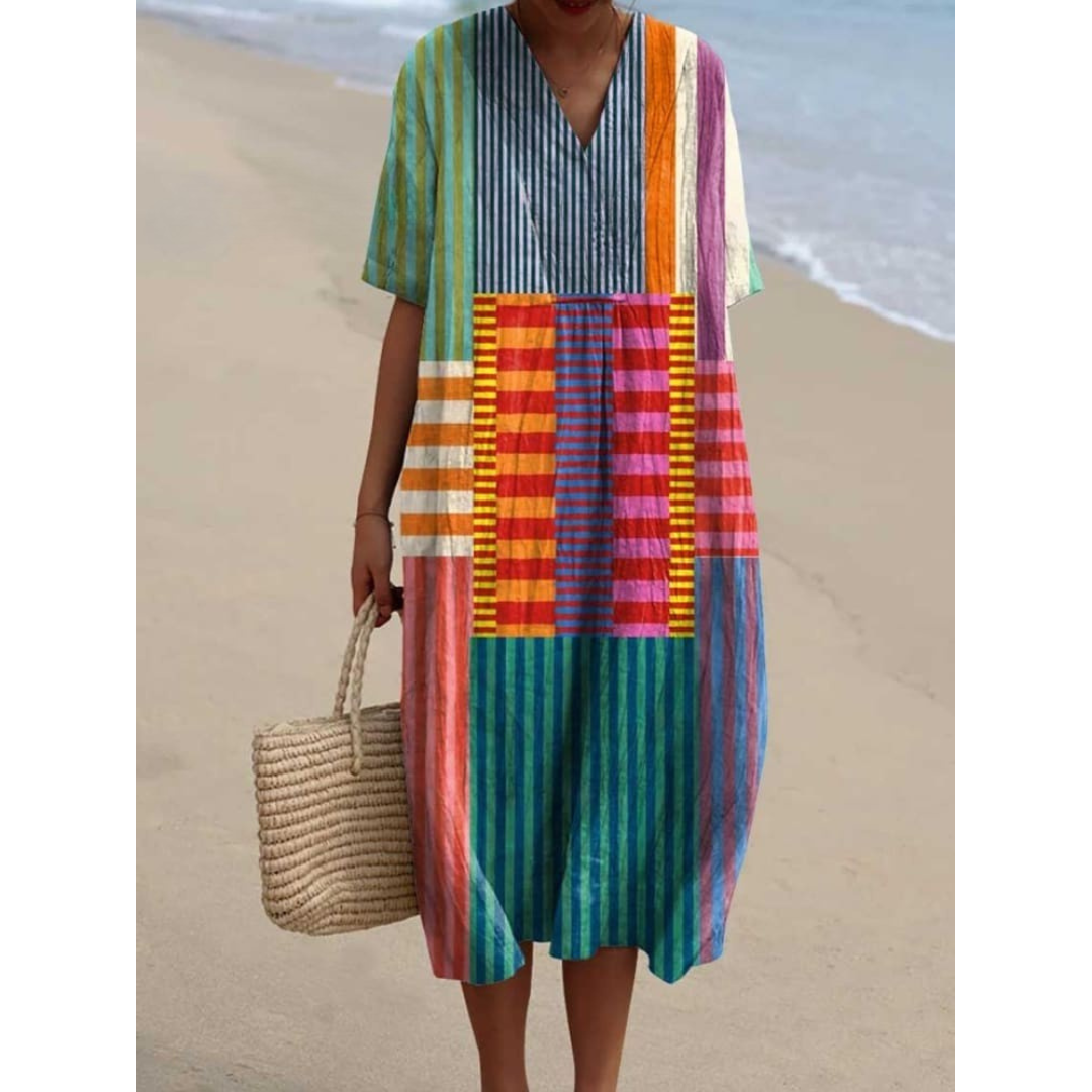 Katrin | Women's Vintage Geometric Dress with Pockets