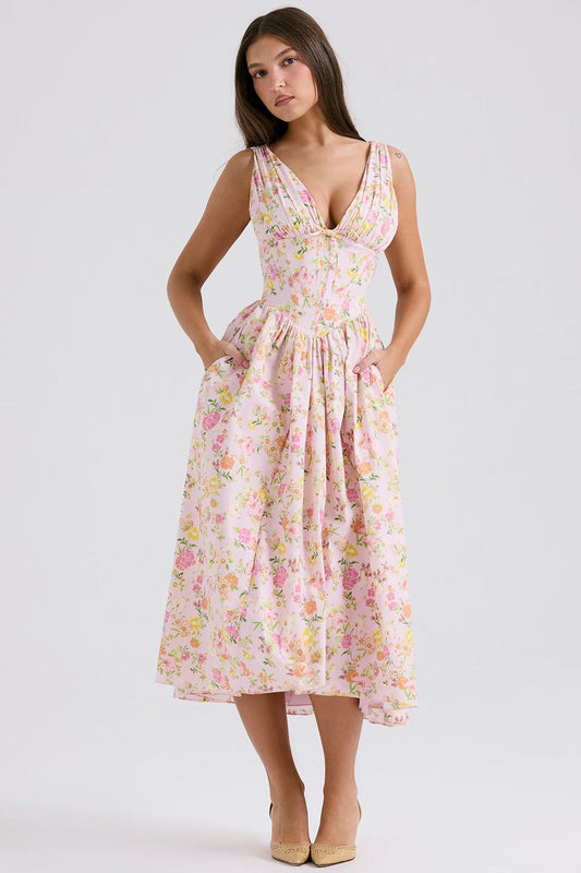Aeliana | Women's Elegant Flattering Summer Midi Dress