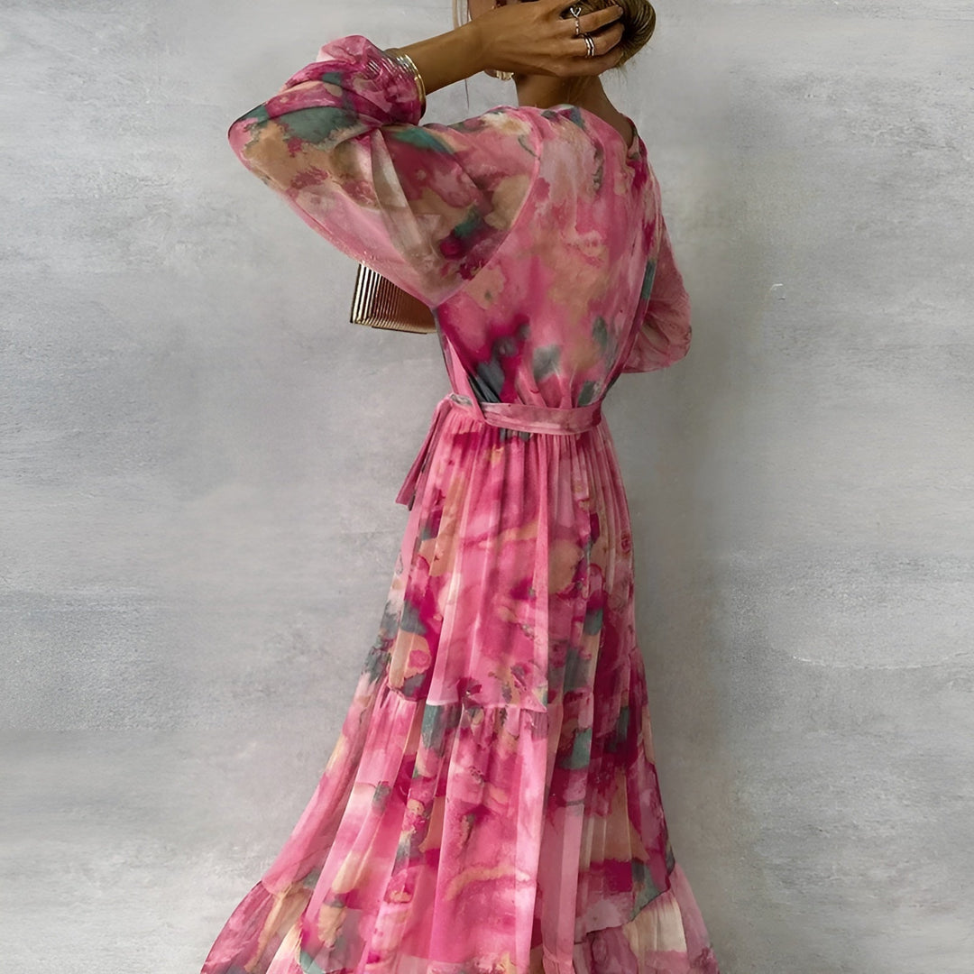 Kaelis | Women's Chic Pleated Maxi Dress for Summer Elegance