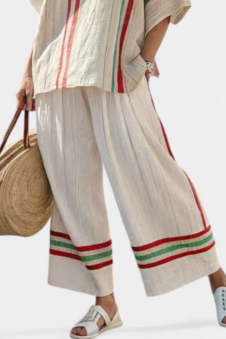 Noemi | Women's Printed Boho Blouse and Comfortable Wide Trousers