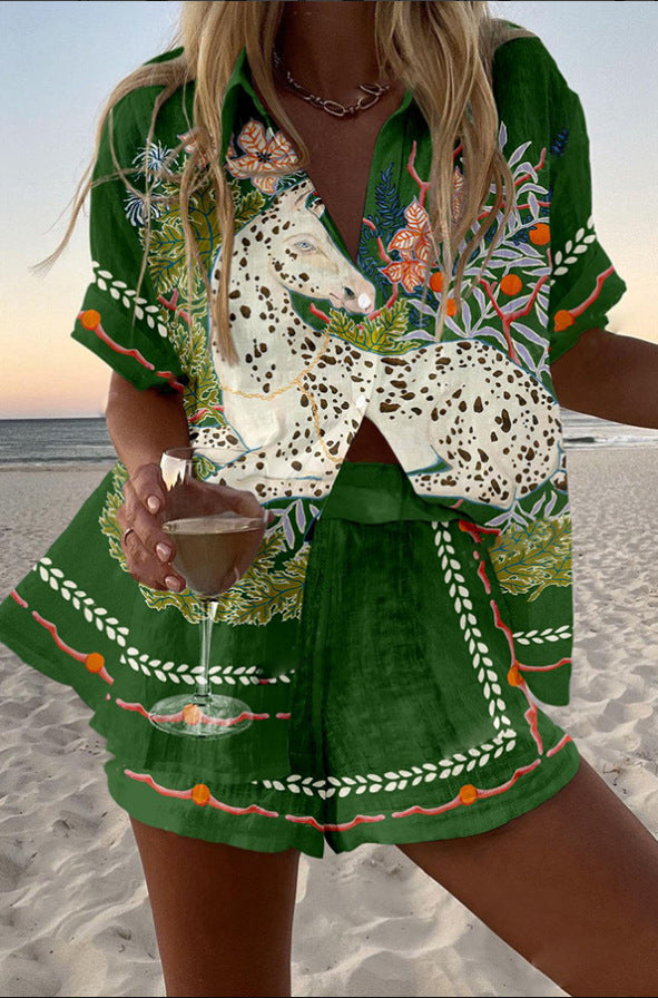 Céphira | Women's Short set with horse print.