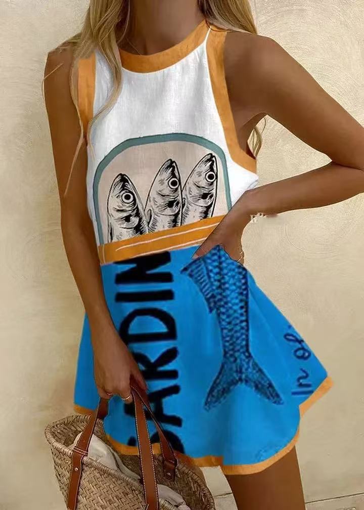 Isoria | Women's Mini dress with blue print (copy)