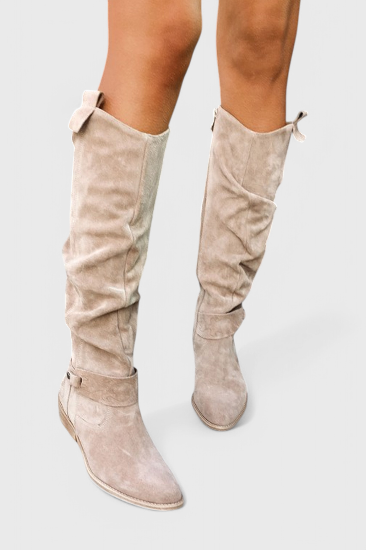 Women's Cushioned Slip-On Celine Retro-Inspired High Boots