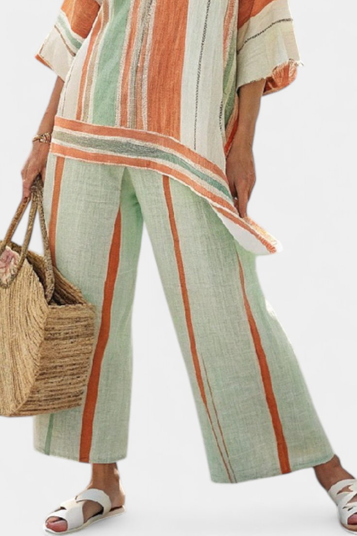 Elisabetta | Women's Longline elegant asymmetric top and wide-leg trousers