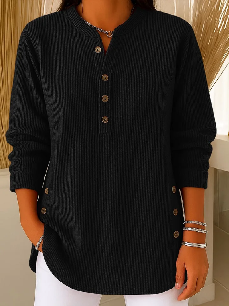 Livia | Women's Longline Jumper Featuring Elegant Button Accents