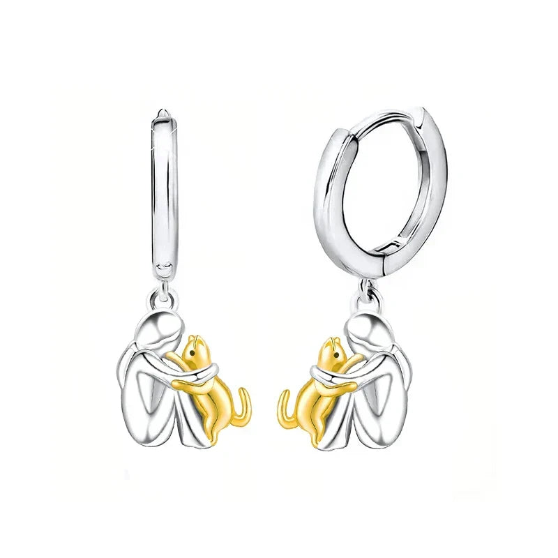 Lily Cat Icon Earrings with Round Closure